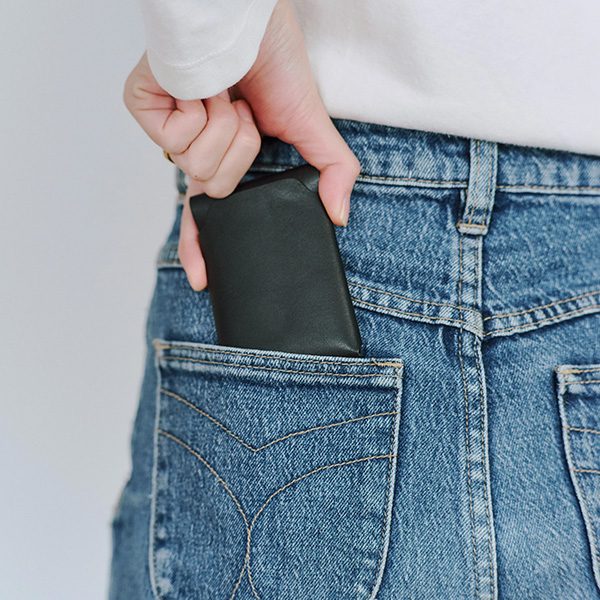 Handcrafted Slim Guidi Leather Card Case – Black, by FYSKY		