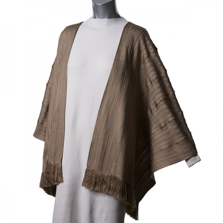 Stole – KUMIHIMO, beige, large, silk, kimono, dress, flat-braid, Ryukobo, Tokyo Japan, traditional handmade crafts, souvenir, gift, order-made
