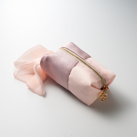 Pouch – KUMIHIMO, sakura-pink, pure silk, make-up pouch, cute, ribbon, Ryukobo, Tokyo Japan, traditional handmade crafts, souvenir, gift, EL COCO LOCO