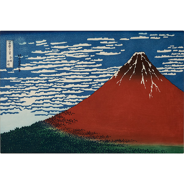 Ukiyoe, woodblock prints, A Mild Breeze on a Fine Day from the series Thirty-Six Views of Mt. Fuji by Katsushika Hokusai, with frame
