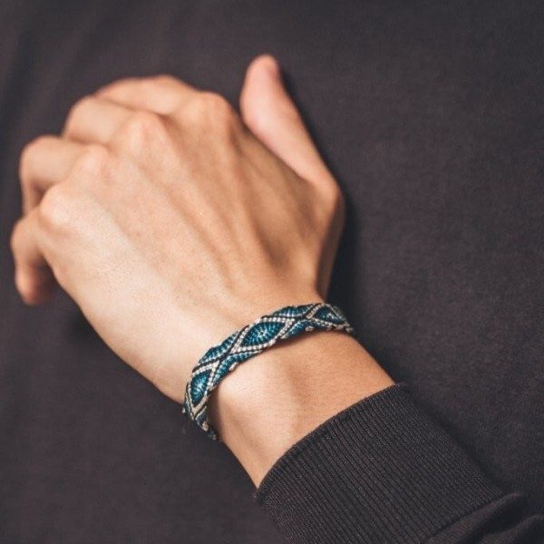 DOMYO KUMIHIMO Bracelet – Kara-kumi – Blue & Silver