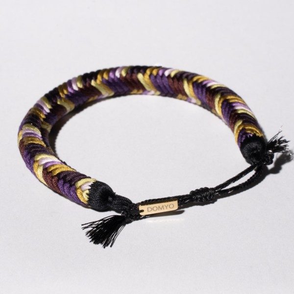 DOMYO KUMIHIMO Bracelet – Nara-gumi – Purple & Golden Brown, 100% Silk