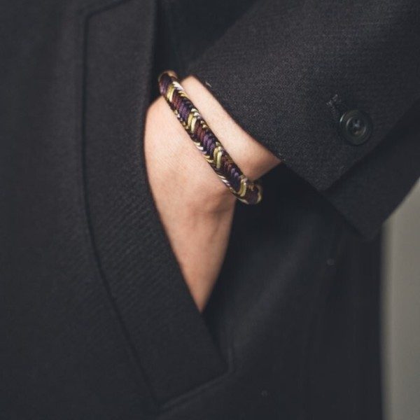 DOMYO KUMIHIMO Bracelet – Nara-gumi – Purple & Golden Brown, 100% Silk