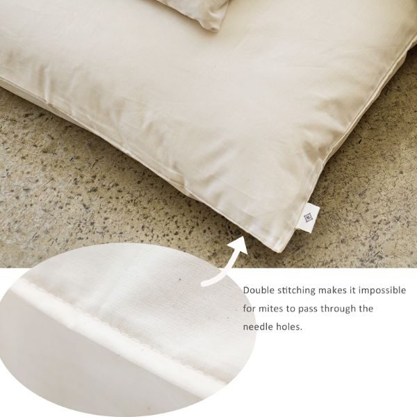 Anti-Dust-Mite Duvet Cover: Single Size (High-Density, 100% GOTS-Certified Organic Cotton, Beige)