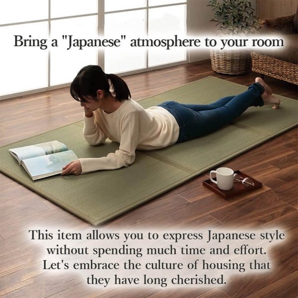 Foldable Igusa Tatami Mattress: Single Size (Natural Igusa) -[MoriSeimenjo6]