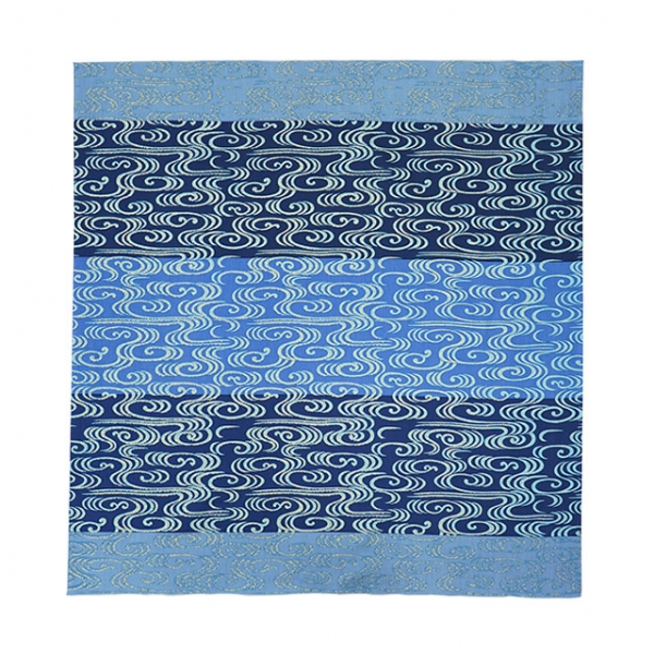 Furoshiki Kanzesui(blue) and Shippo(blue) Set, 100% cotton, hand printed, 90×90cm, broadcloth, tote bag, bento-wrap, daily use, thin material, Chikusen, souvenir, gift