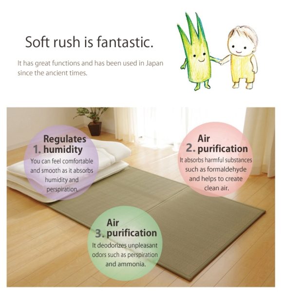 Foldable Igusa Tatami Mattress: Single Size (Natural Igusa) -[MoriSeimenjo6]