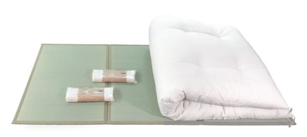 Artisan Crafted Futon Starter Set: Double Size (with Shikibuton, 2 Futon Covers, and Tatami Mattress -[MoriSeimenjo4]
