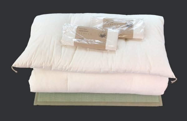 Artisan Crafted Futon Starter Set: Double Size (with Shikibuton, 2 Futon Covers, and Tatami Mattress -[MoriSeimenjo4]