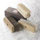 Shoe brushes with natural hair — Choose one from the three types of (a) Dirt remover, (b) Polisher, (c) Finishing brush