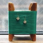 DOMYO Silk KUMIHIMO Earrings – Korai-gumi Zigzag – Gold, Silver & Green