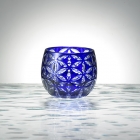 Edo Kiriko, glass, Guinomi, Asa no Ha, lapis lazuli, blue,Ø ...
