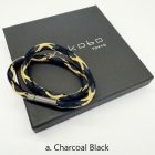 RYUKOBO KUMIHIMO Bracelet – Kujaku-gumi – 2-Layer – Charcoal Black & Cherry Blossom Pink