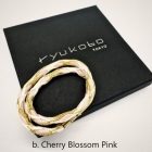 RYUKOBO KUMIHIMO Bracelet – Kujaku-gumi – 2-Layer – Charcoal Black & Cherry Blossom Pink